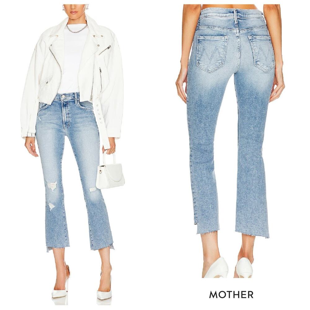 MOTHER The Insider High Rise Crop Step Fray Hem Jeans Love In A Boat NWT Sz 26